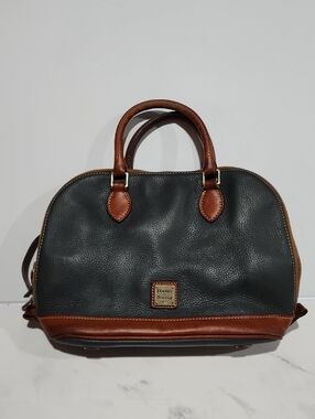 Dooney Bourke Vintage Elegant Dark Gray and Brown Leather Handbag